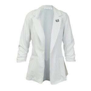 Women's White and Gray Striped Jacket